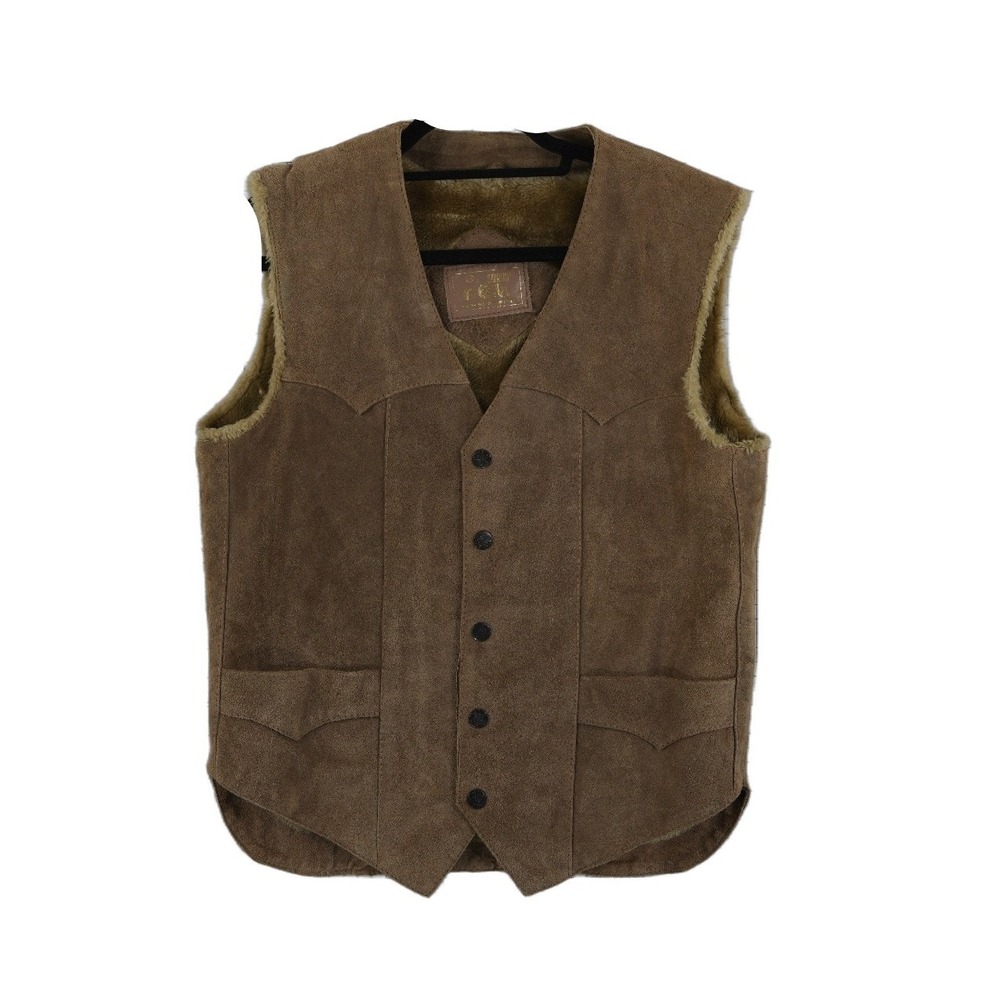 K.G.L. Western Leather Vest Lined Men's Size Brown Suede Cowhide ‎ Vintage